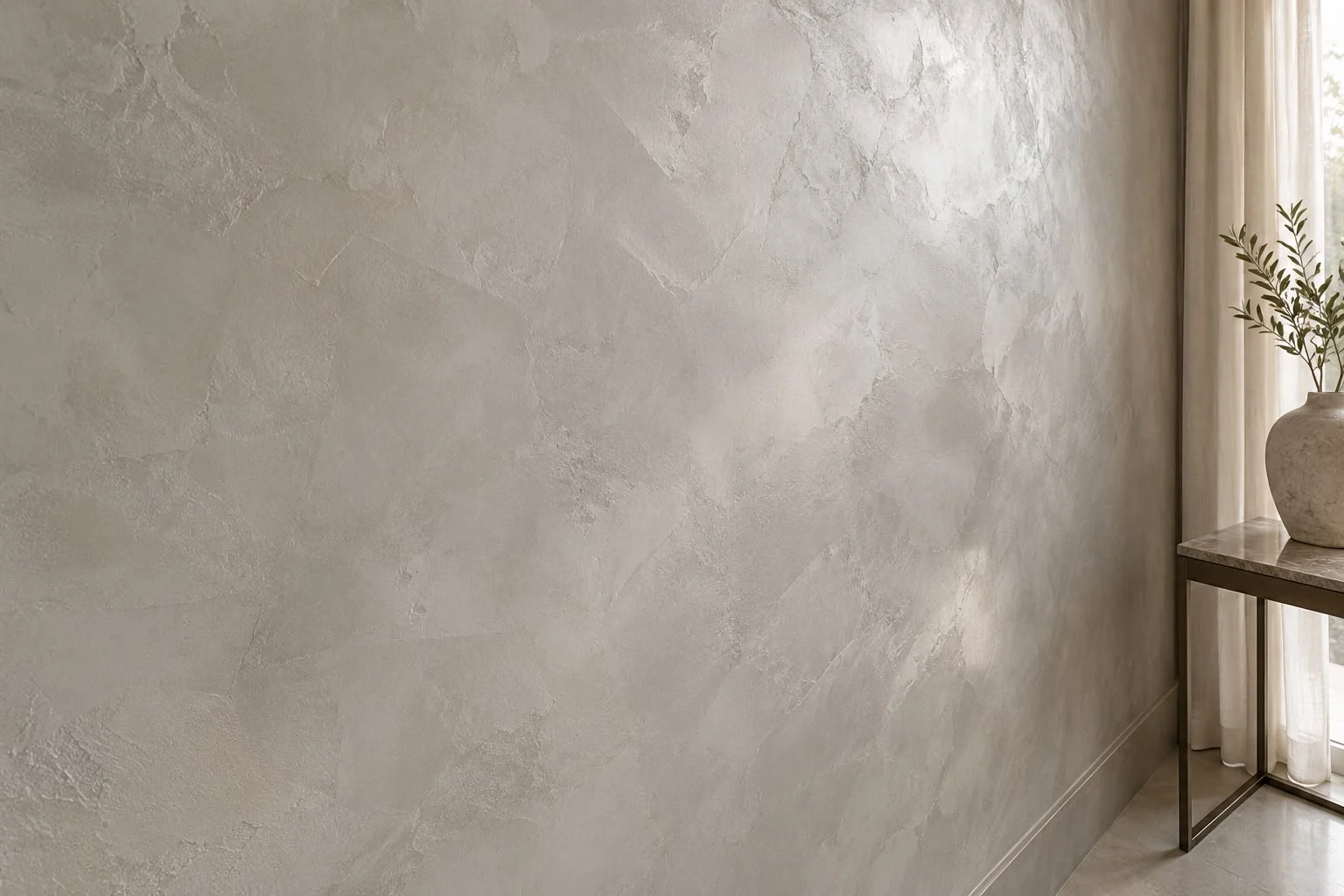 Close-up of a Venetian plaster decorative wall finish